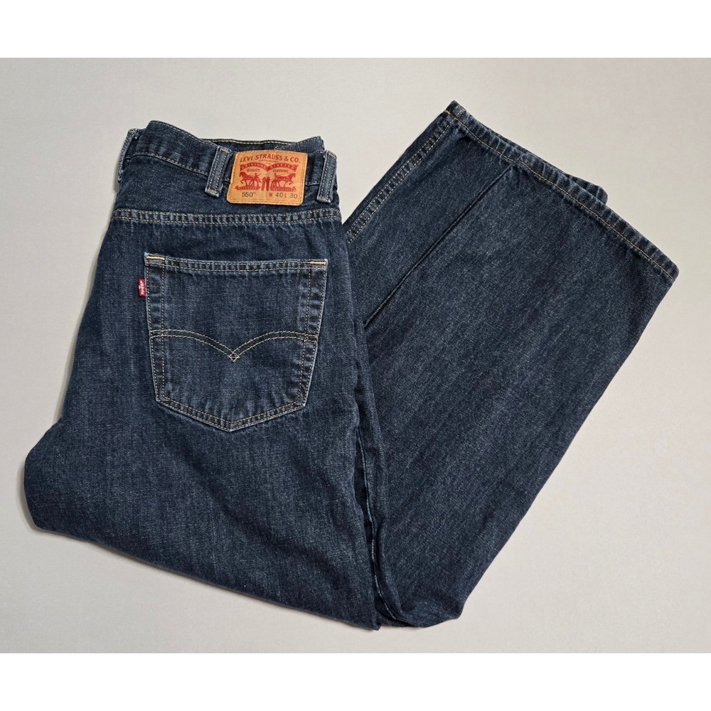 Levi's 550 Jeans Mens 40x30 Dark Wash Relaxed Fit Zipper Fly Cotton